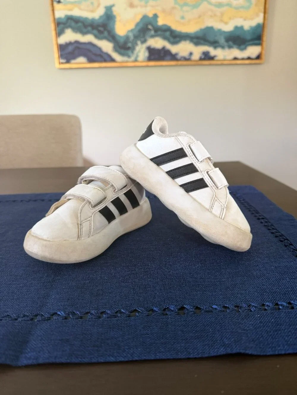 Adidas Toddler Sneakers | Size 7 | White & Black Hook-and-Loop Shoes